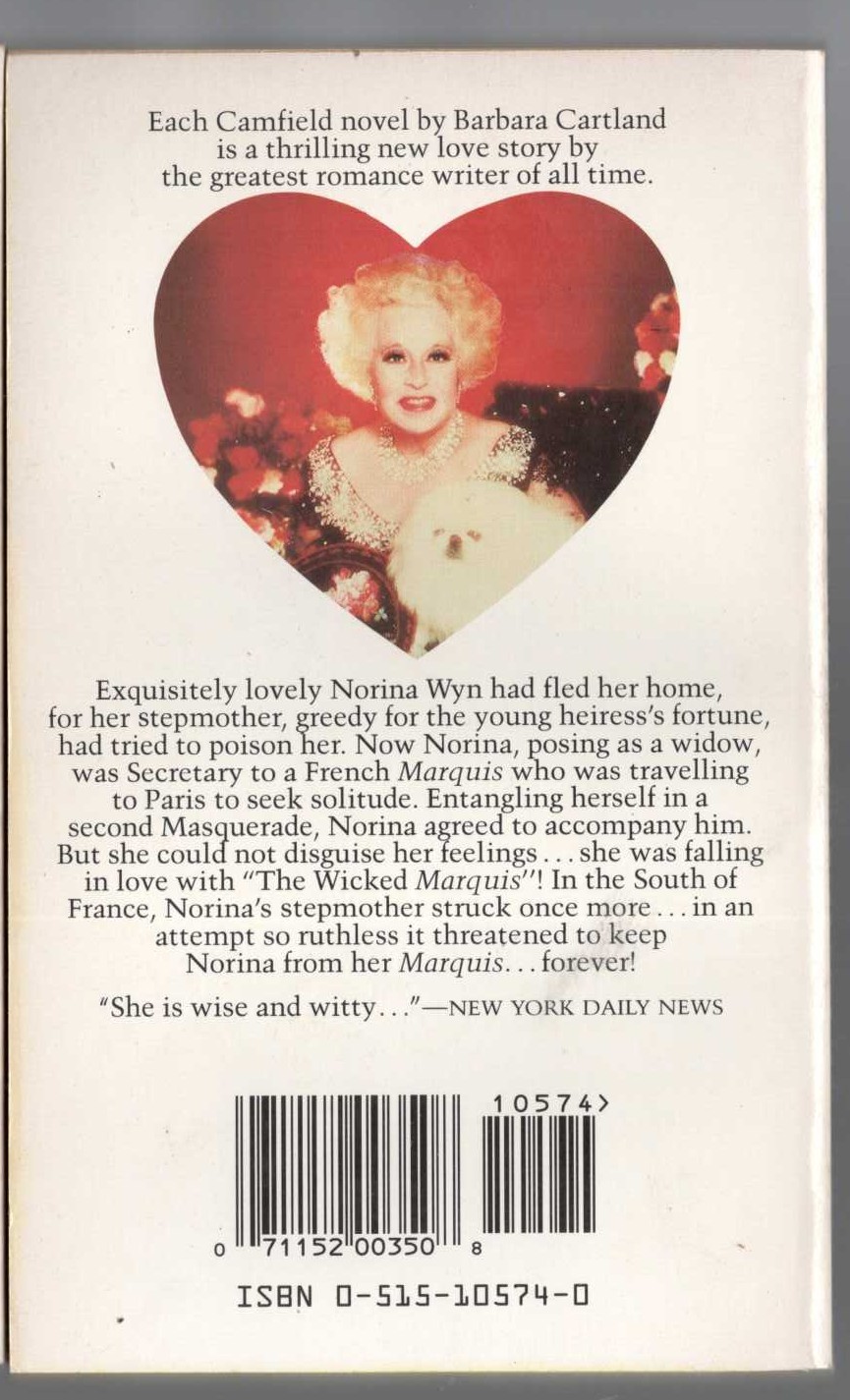 Barbara Cartland  TOO PRECIOUS TO LOSE magnified rear book cover image