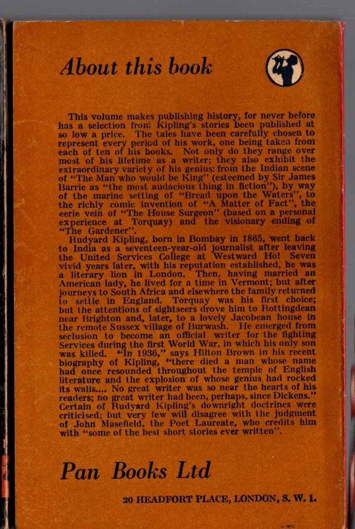 Rudyard Kipling  TEN STORIES magnified rear book cover image