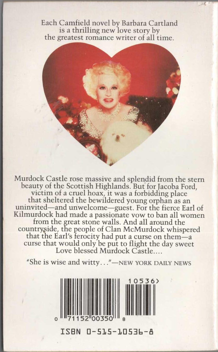 Barbara Cartland  LOVE LIFTS THE CURSE magnified rear book cover image