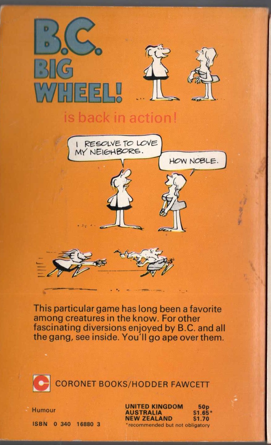 Johnny Hart  B.C. BIG WHEEL! magnified rear book cover image
