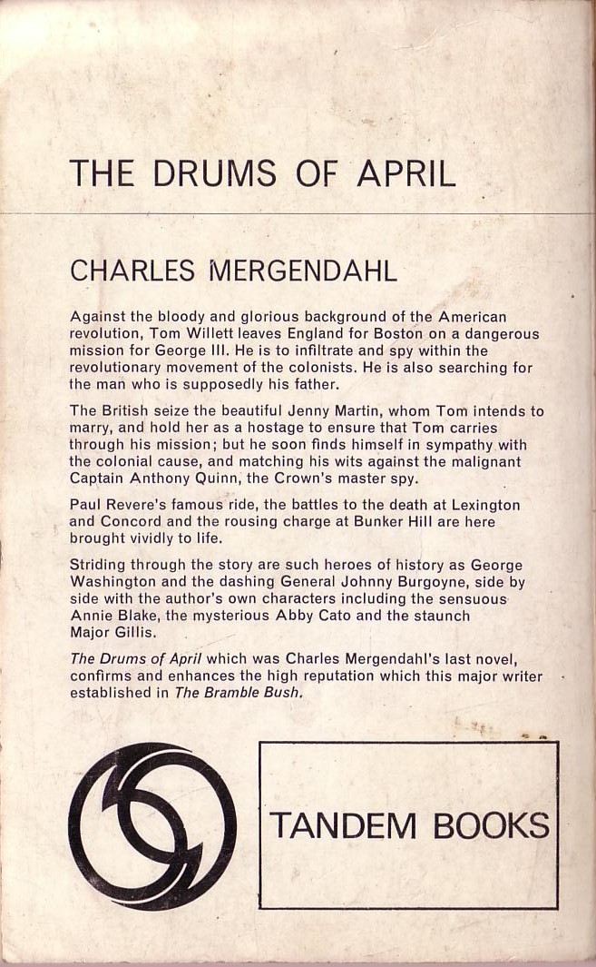 Charles Mergendahl  THE DRUMS OF APRIL magnified rear book cover image