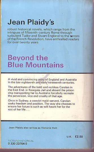 Jean Plaidy  BEYOND THE BLUE MOUNTAINS magnified rear book cover image