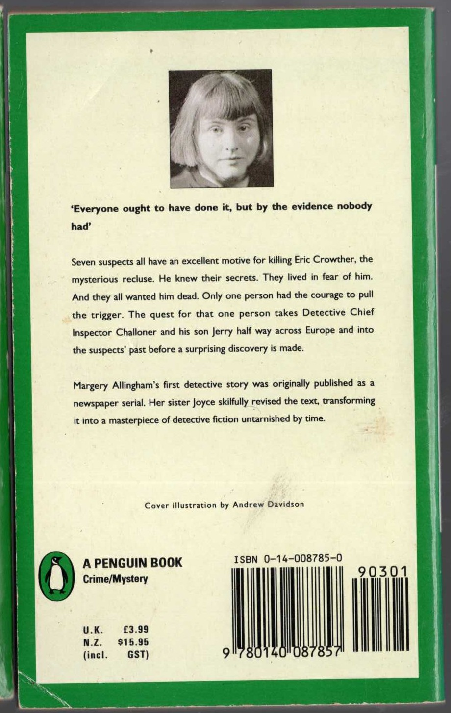 Margery Allingham  THE WHITE COTTAGE MYSTERY magnified rear book cover image