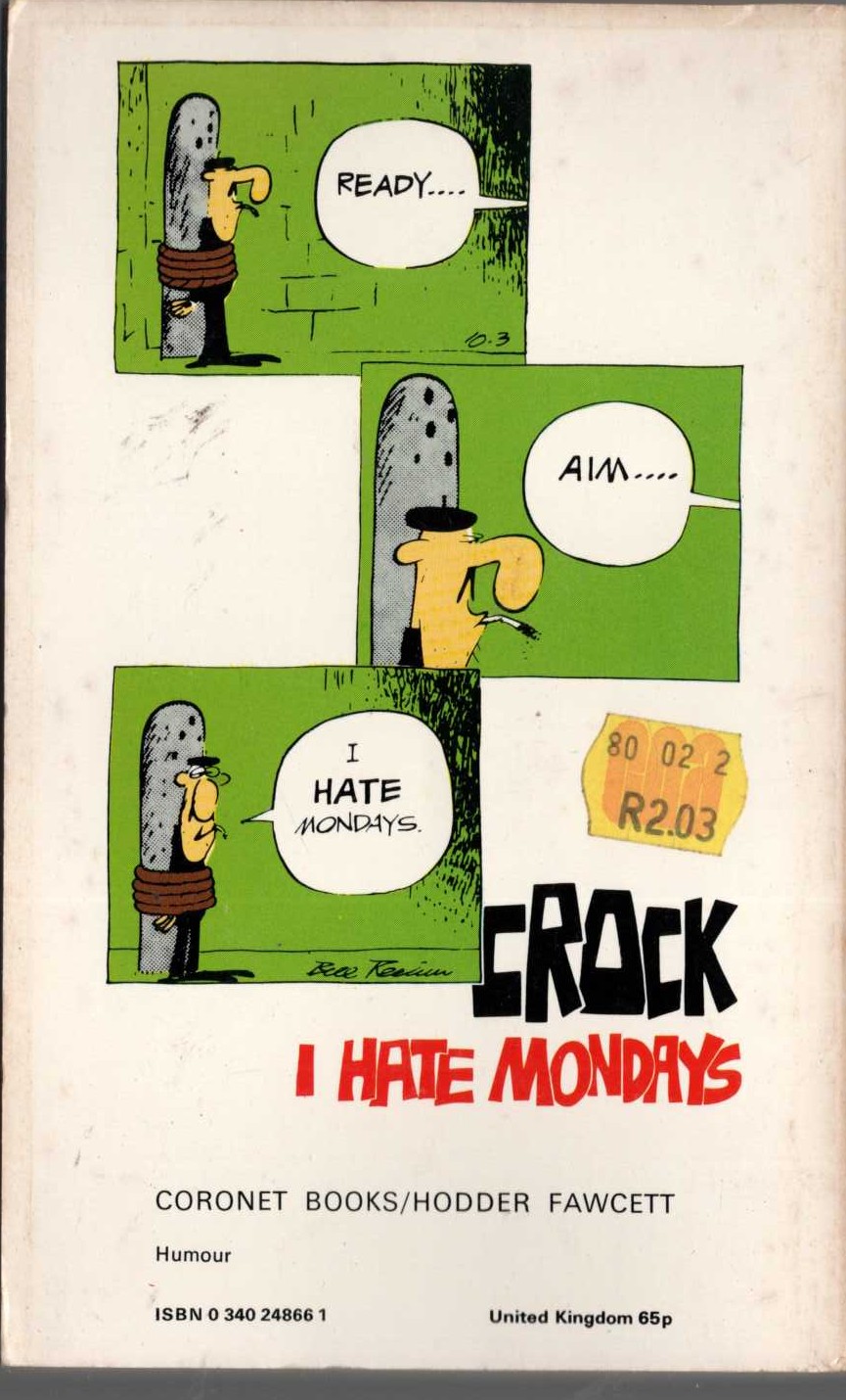 CROCK 2: I HATE MONDAYS magnified rear book cover image