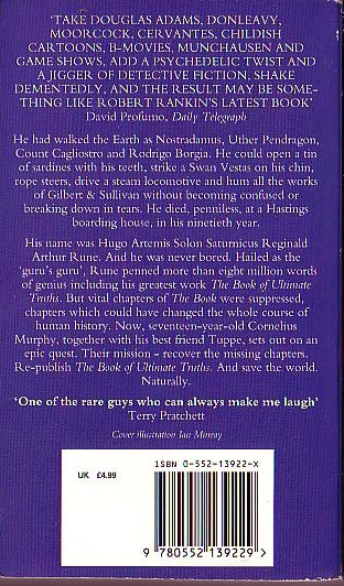 Robert Rankin  THE BOOK OF ULTIMATE TRUTHS magnified rear book cover image