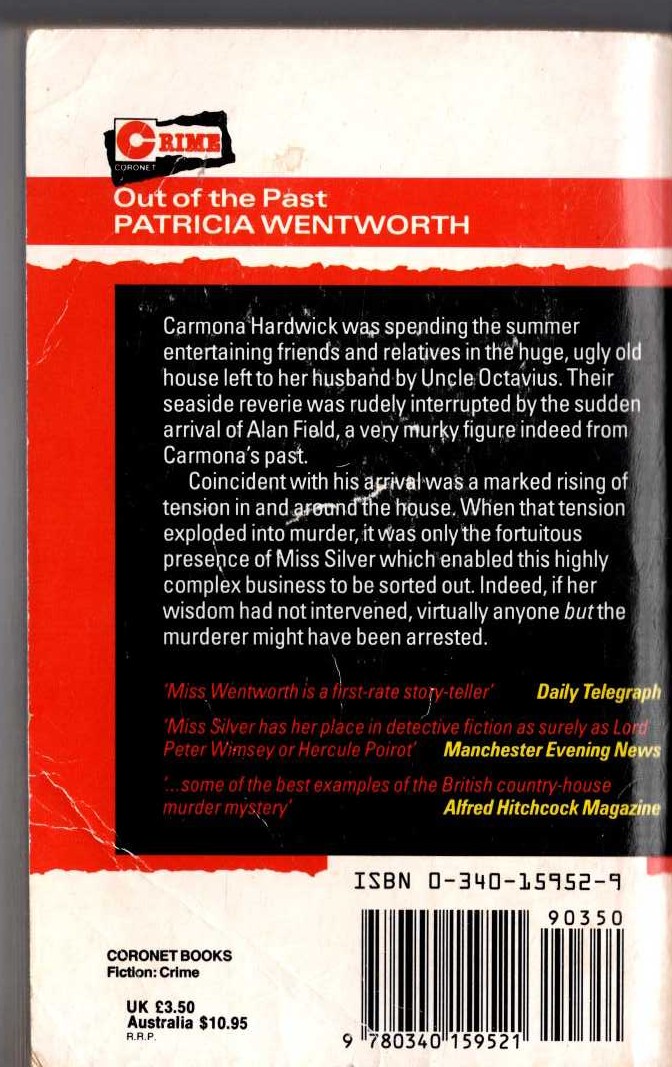 Patricia Wentworth  OUT OF THE PAST magnified rear book cover image