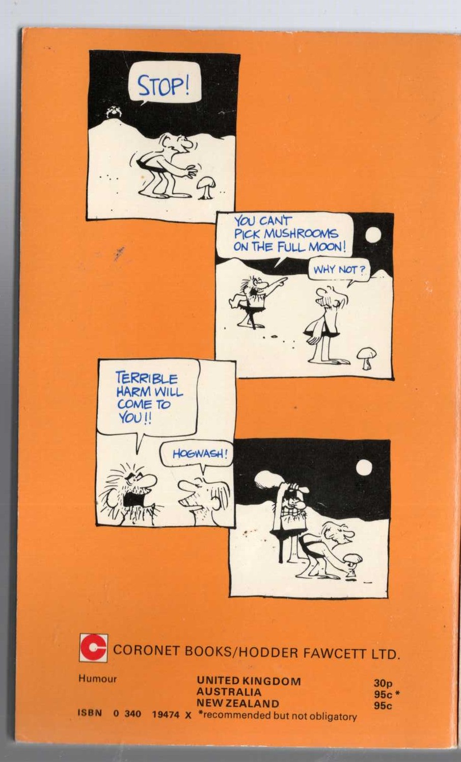 Johnny Hart  B.C. RIGHT ON magnified rear book cover image