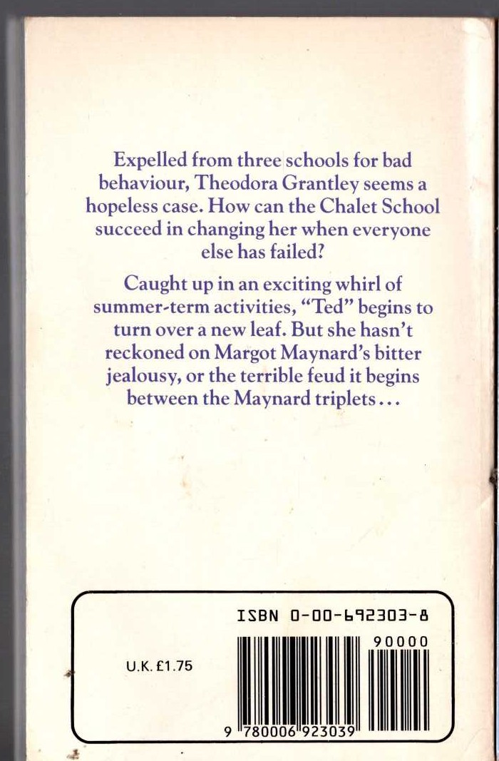 Elinor M. Brent-Dyer  THEODORA AND THE CHALET SCHOOL magnified rear book cover image