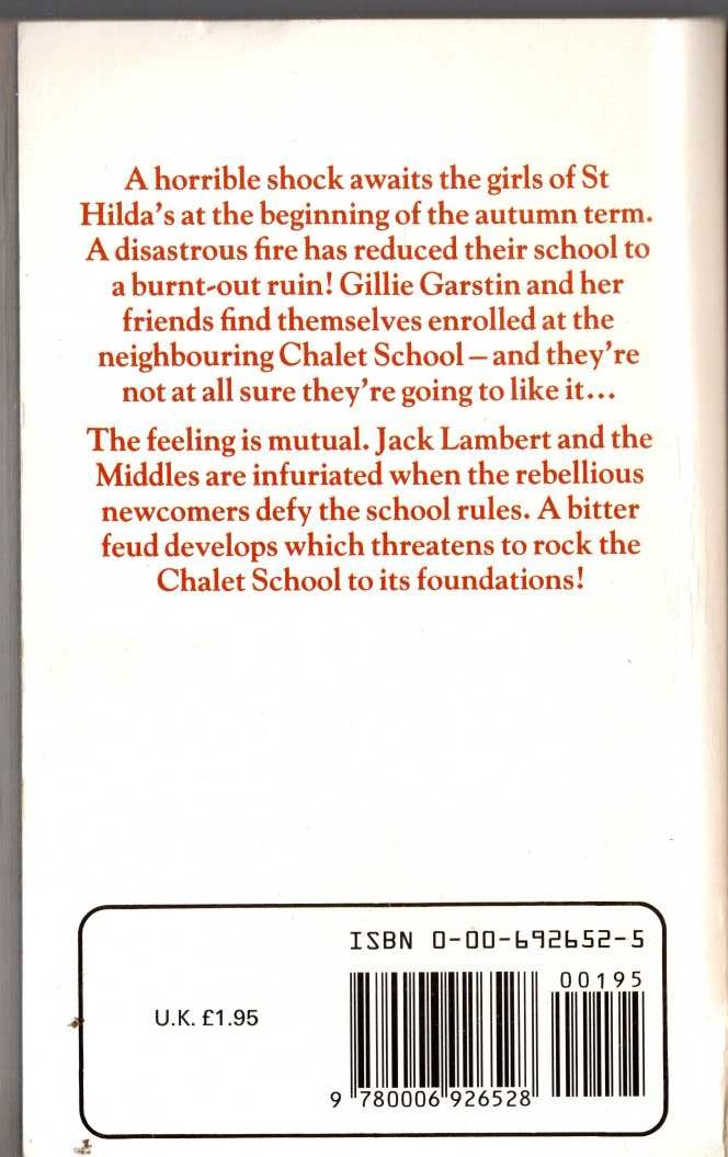 Elinor M. Brent-Dyer  THE FEUD IN THE CHALET SCHOOL magnified rear book cover image
