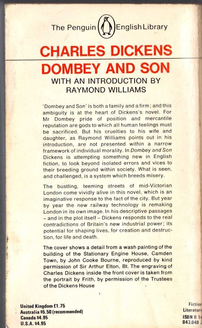 Charles Dickens  DOMBEY AND SON magnified rear book cover image