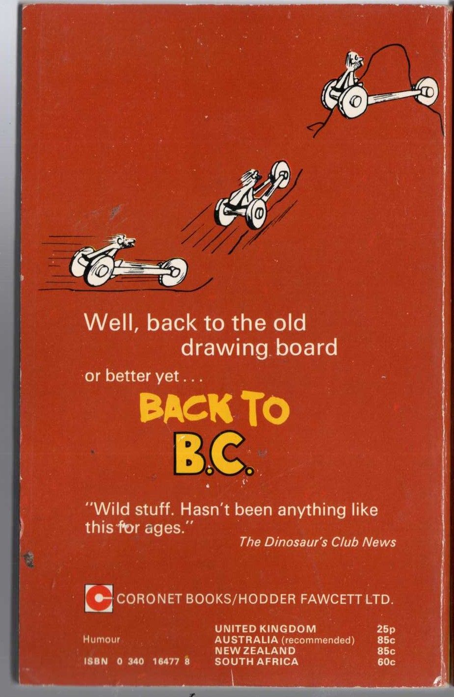 Johnny Hart  BACK TO B.C. magnified rear book cover image