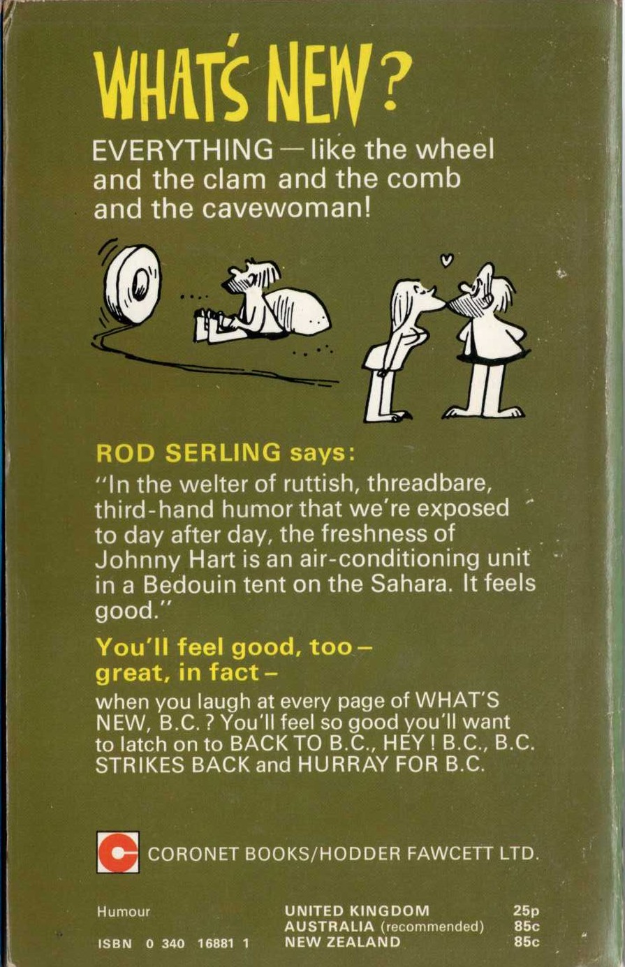 Johnny Hart  WHAT'S NEW, B.C.? magnified rear book cover image