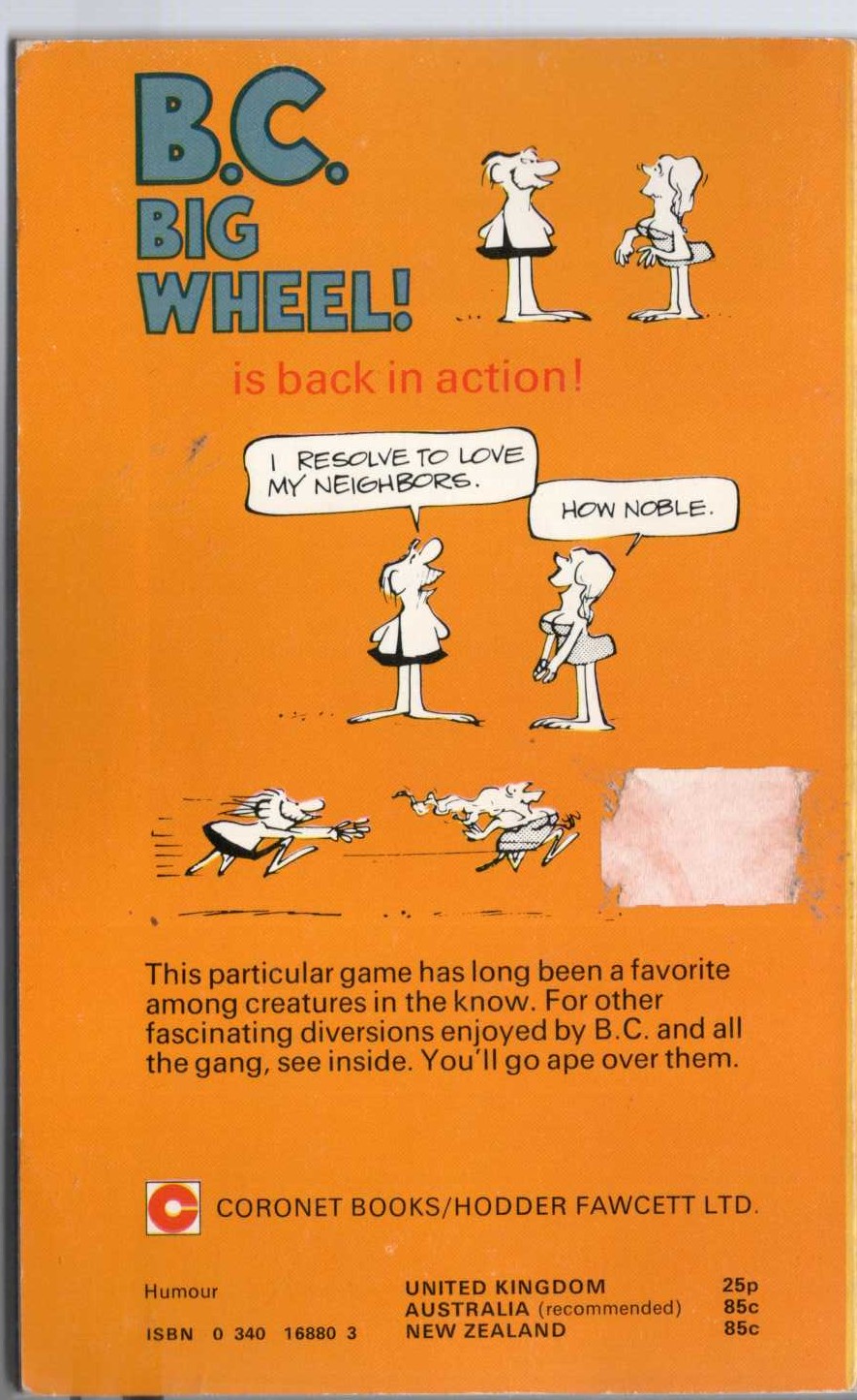 Johnny Hart  B.C. BIG WHEEL! magnified rear book cover image