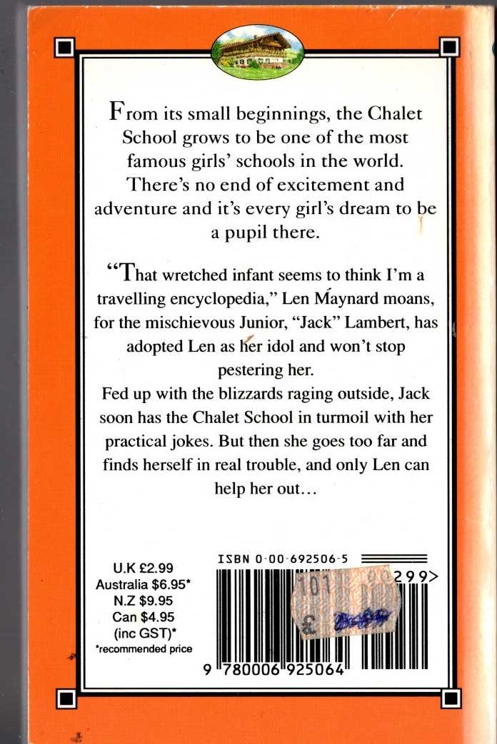 Elinor M. Brent-Dyer  A LEADER IN THE CHALET SCHOOL magnified rear book cover image