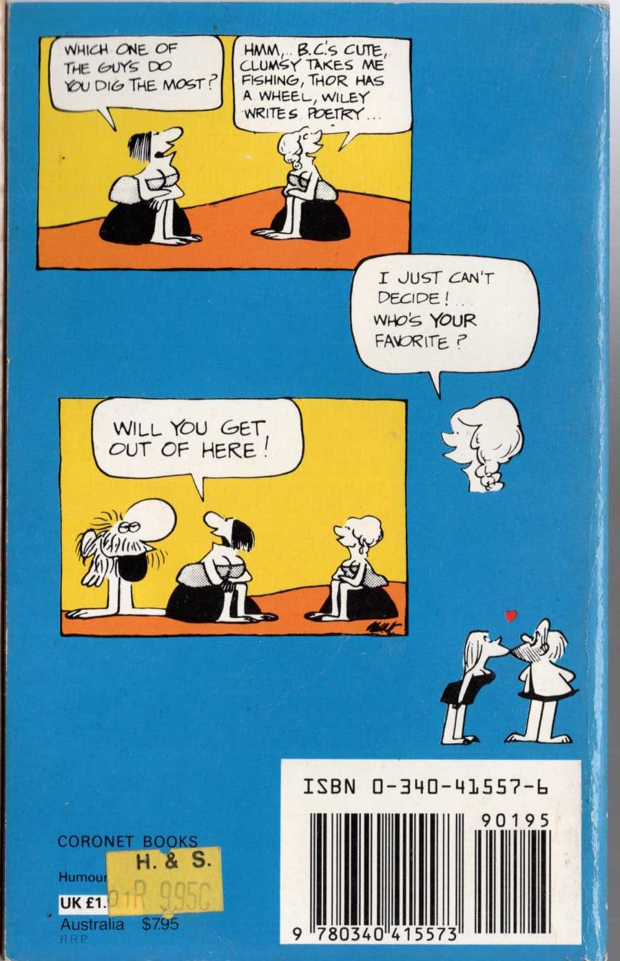 Johnny Hart  B.C. OUT ONE EAR AND IN THE OTHER magnified rear book cover image