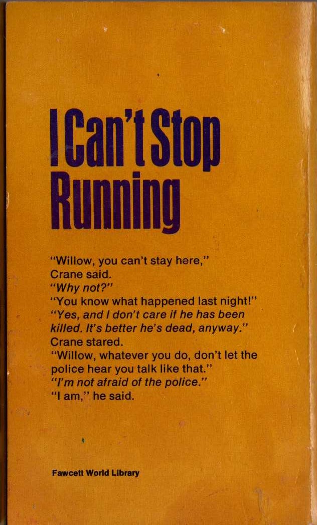 Edward S. Aarons  I-CAN'T STOP RUNNING magnified rear book cover image