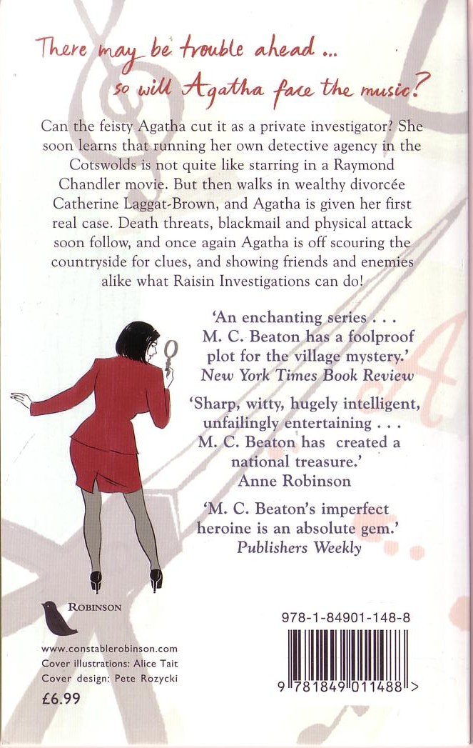 M.C. Beaton  AGATHA RAISIN AND THE DEADLY DANCE magnified rear book cover image