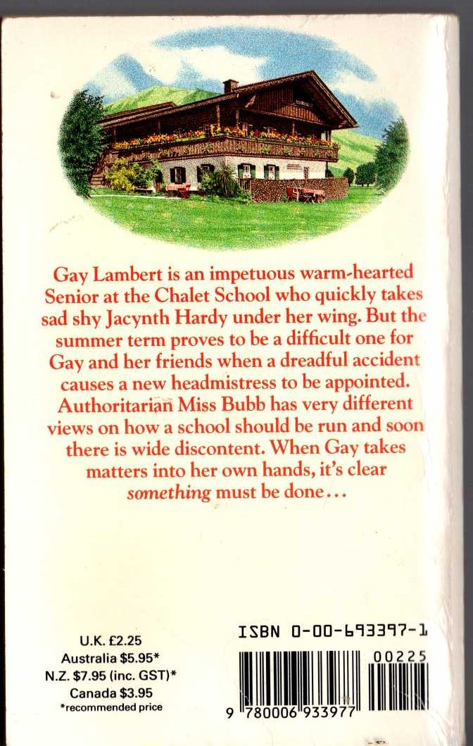 Elinor M. Brent-Dyer  GAY LAMBERT AT THE CHALET SCHOOL magnified rear book cover image