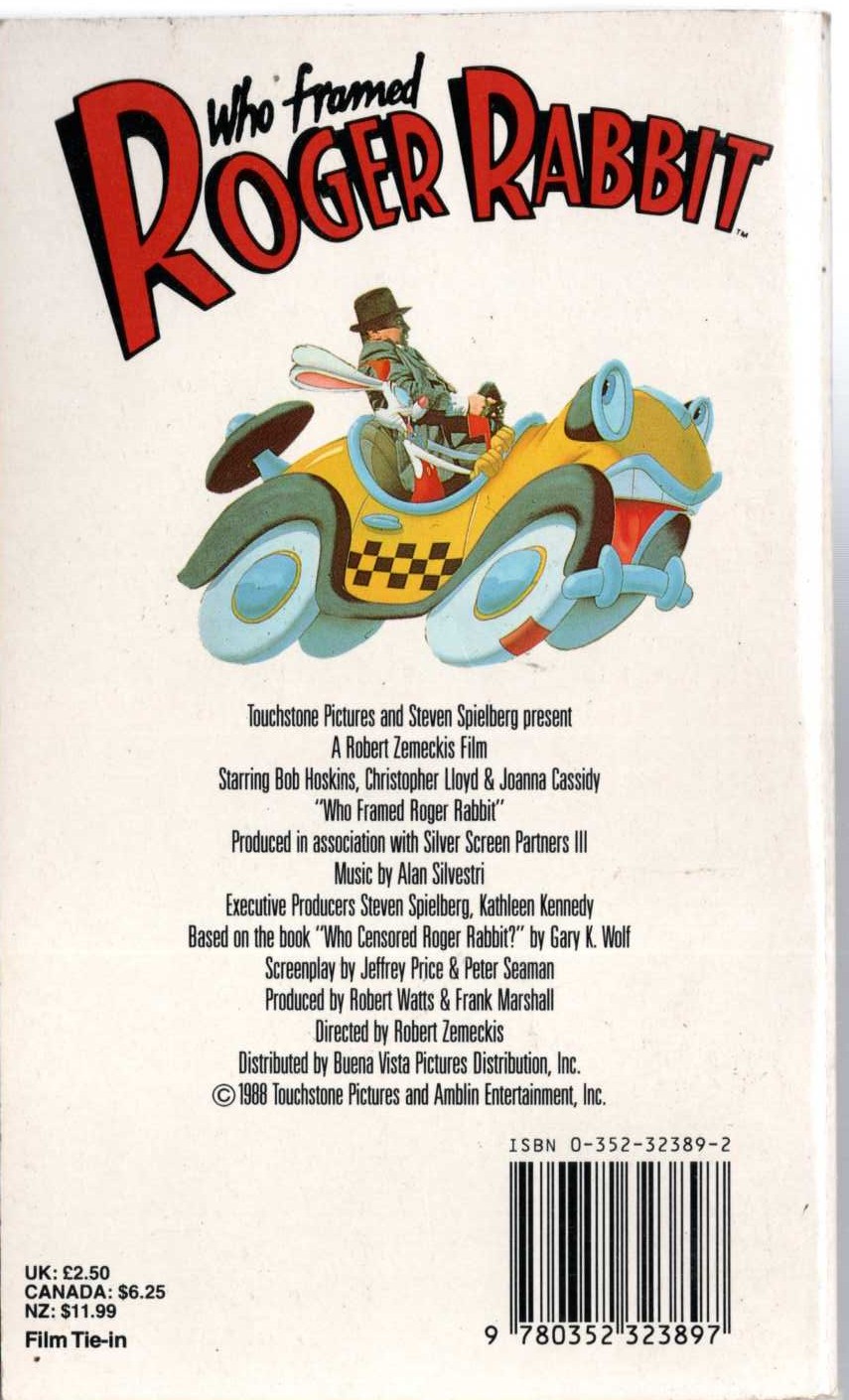 Martin Noble  WHO FRAMED ROGER RABBIT magnified rear book cover image