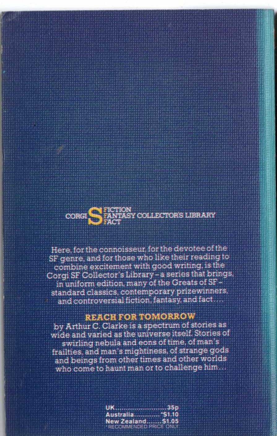 Arthur C. Clarke  REACH FOR TOMORROW magnified rear book cover image