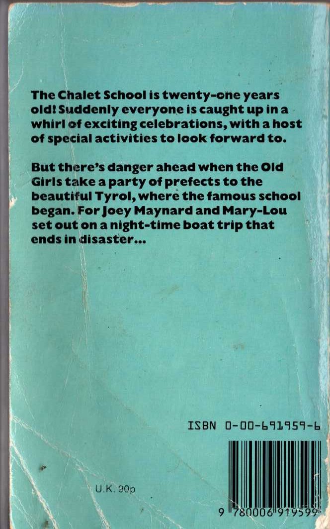 Elinor M. Brent-Dyer  THE COMING OF AGE OF THE CHALET SCHOOL magnified rear book cover image