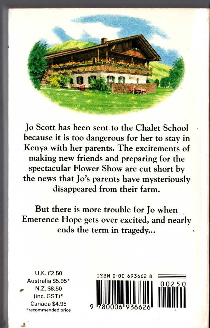 Elinor M. Brent-Dyer  A CHALET GIRL FROM KENYA magnified rear book cover image
