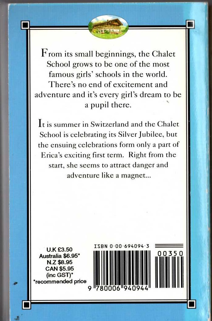 Elinor M. Brent-Dyer  SUMMER TERM AT THE CHALET SCHOOL magnified rear book cover image
