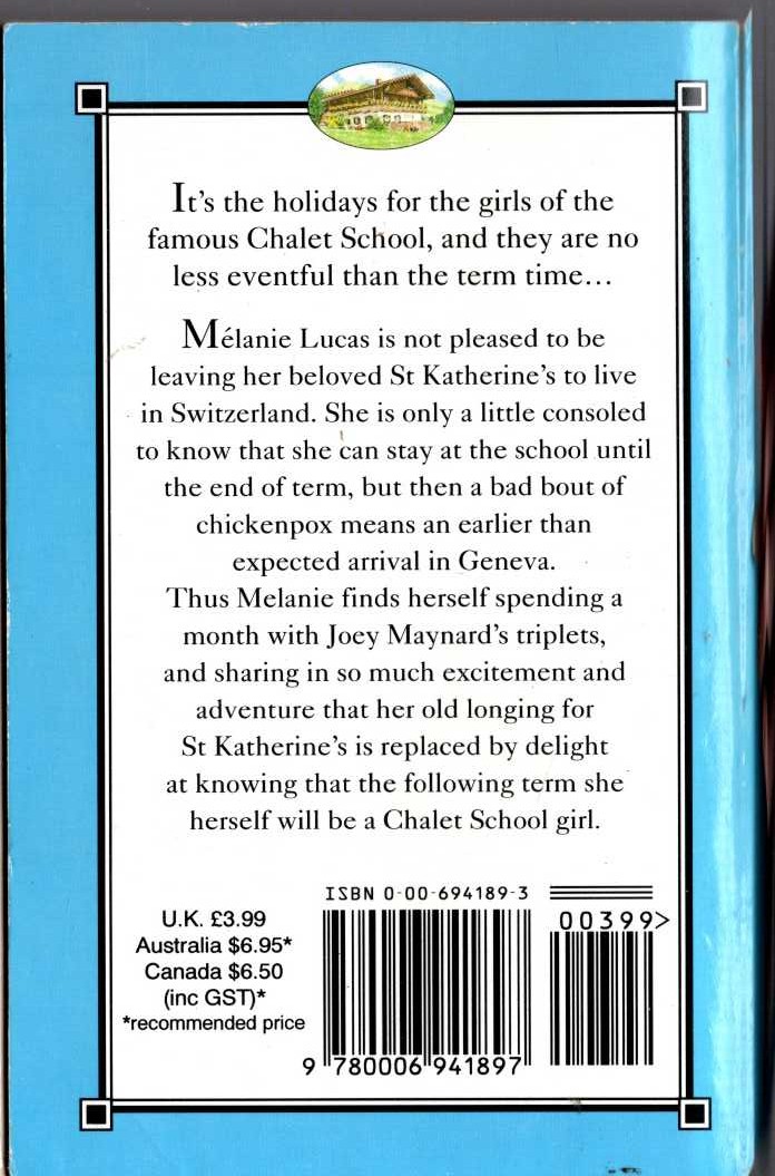 Elinor M. Brent-Dyer  A FUTURE CHALET SCHOOL GIRL magnified rear book cover image