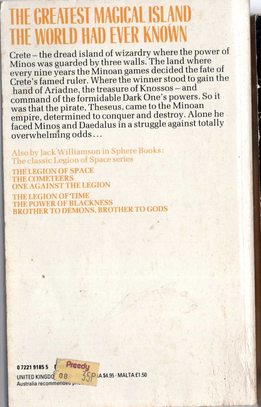 Jack Williamson  THE REIGN OF WIZARDRY magnified rear book cover image