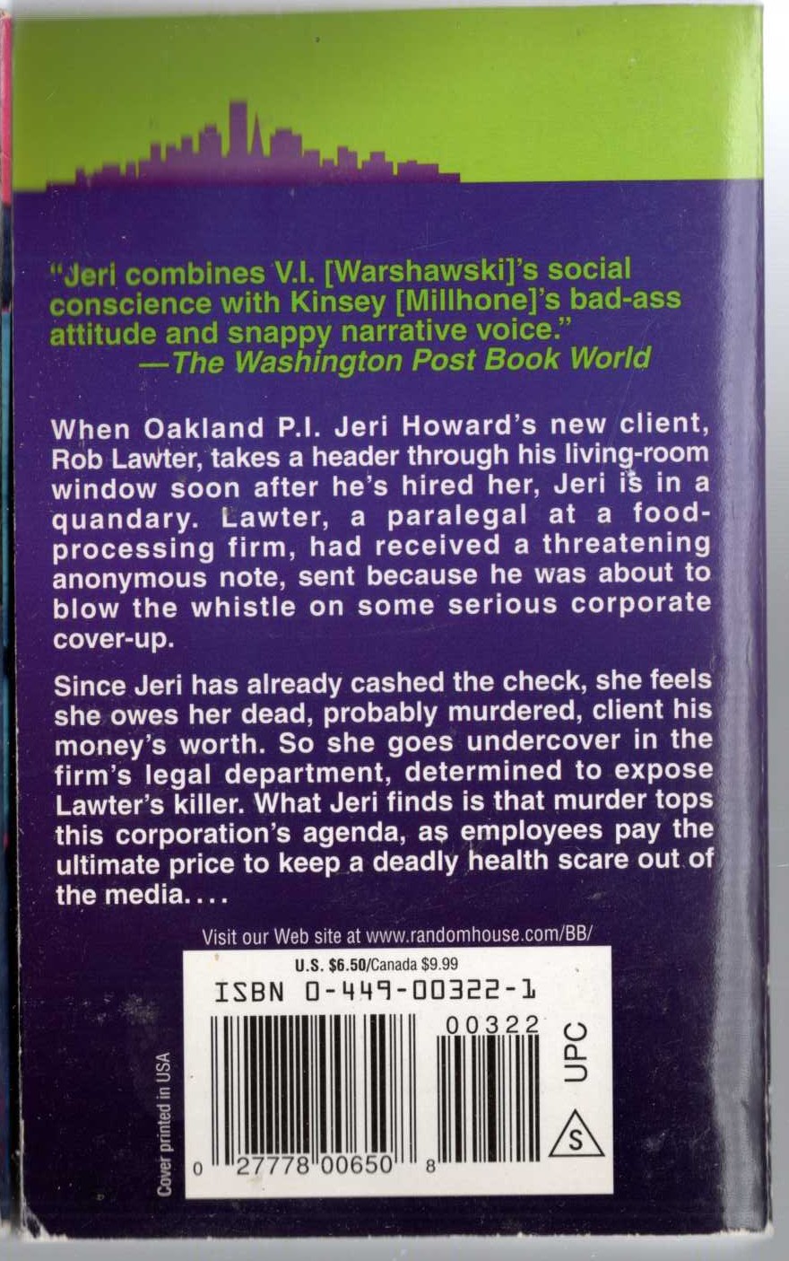 Janet Dawson  WHERE THE BODIES ARE BURIED magnified rear book cover image