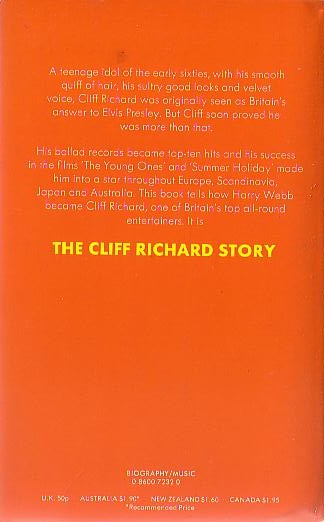 George Tremlett  THE CLIFF RICHARD STORY magnified rear book cover image