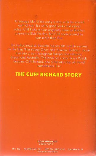 George Tremlett  THE CLIFF RICHARD STORY magnified rear book cover image