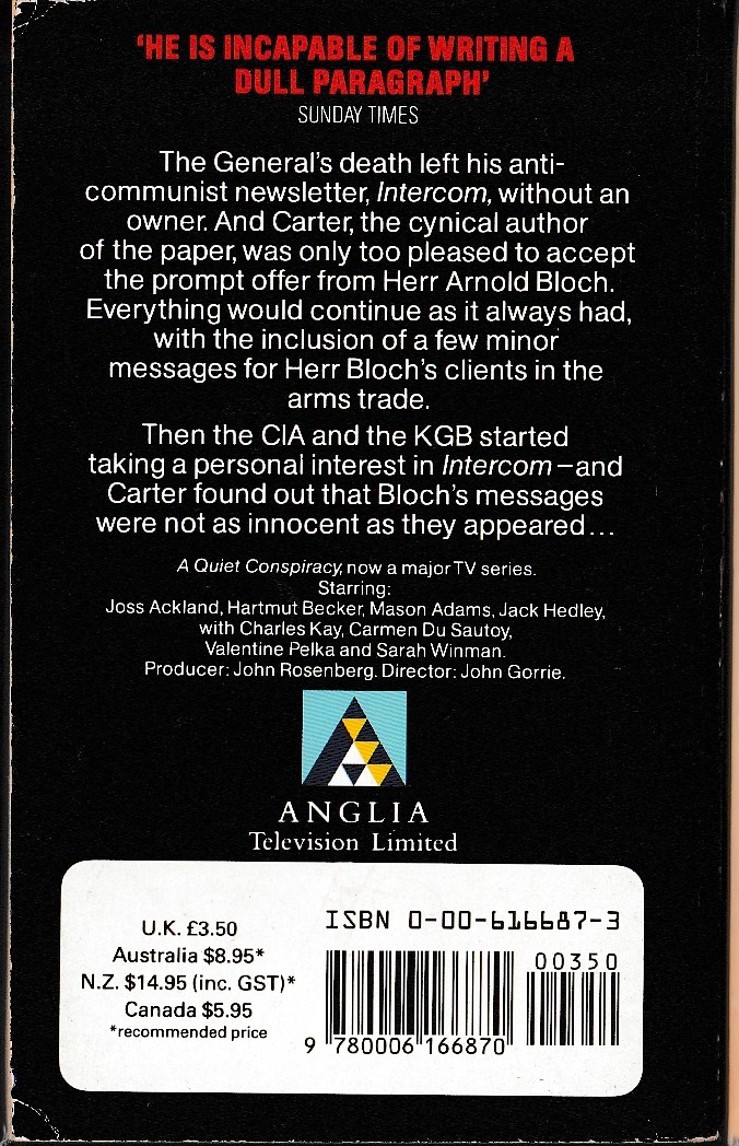 Eric Ambler  A QUIET CONSPIRACY (Film tie-in: Joss Ackland) magnified rear book cover image