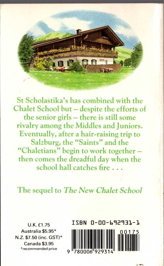 Elinor M. Brent-Dyer  A UNITED CHALET SCHOOL magnified rear book cover image