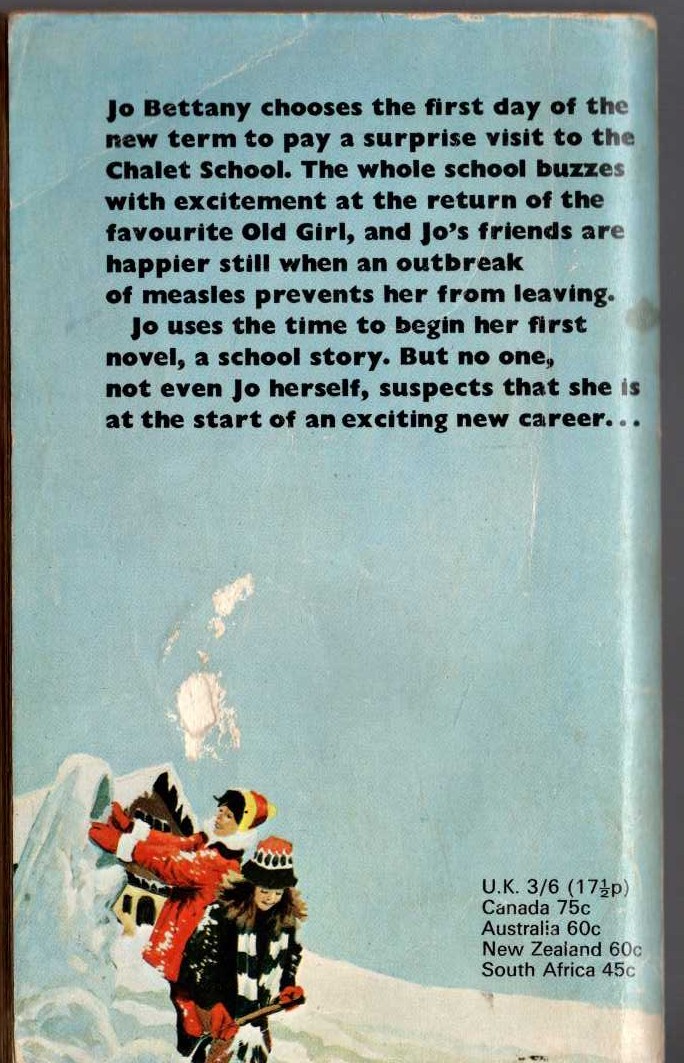 Elinor M. Brent-Dyer  JO RETURNS TO THE CHALET SCHOOL magnified rear book cover image