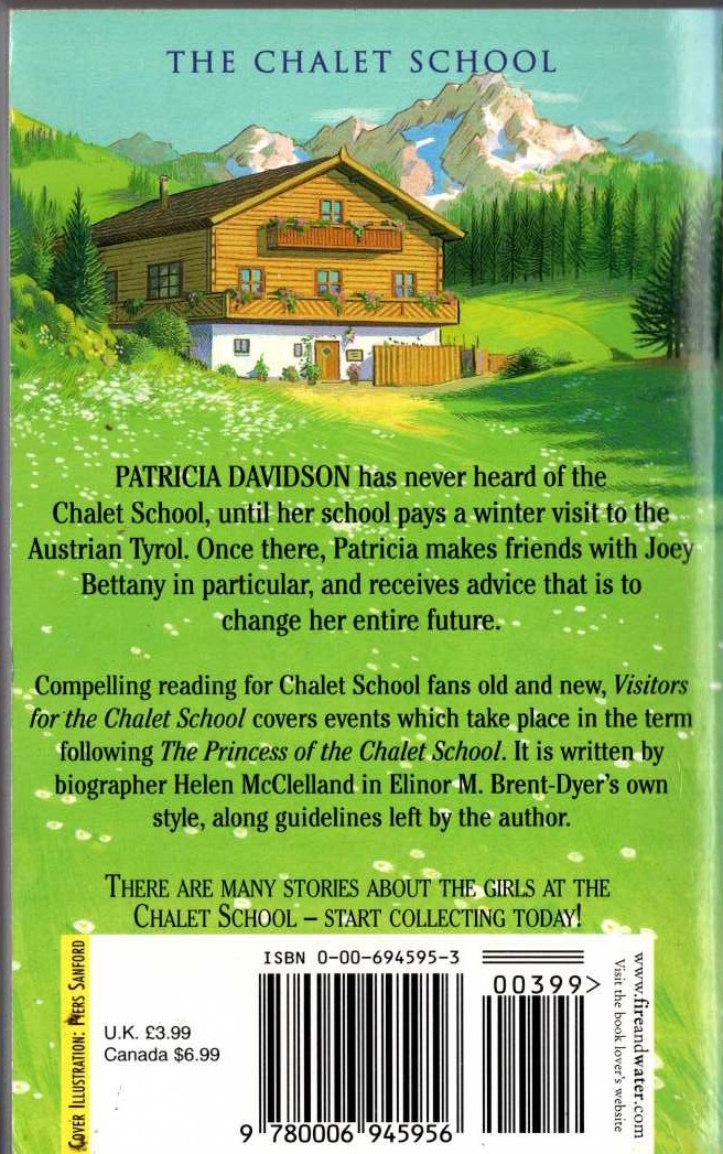 Elinor M. Brent-Dyer  VISITORS FOR THE CHALET SCHOOL magnified rear book cover image