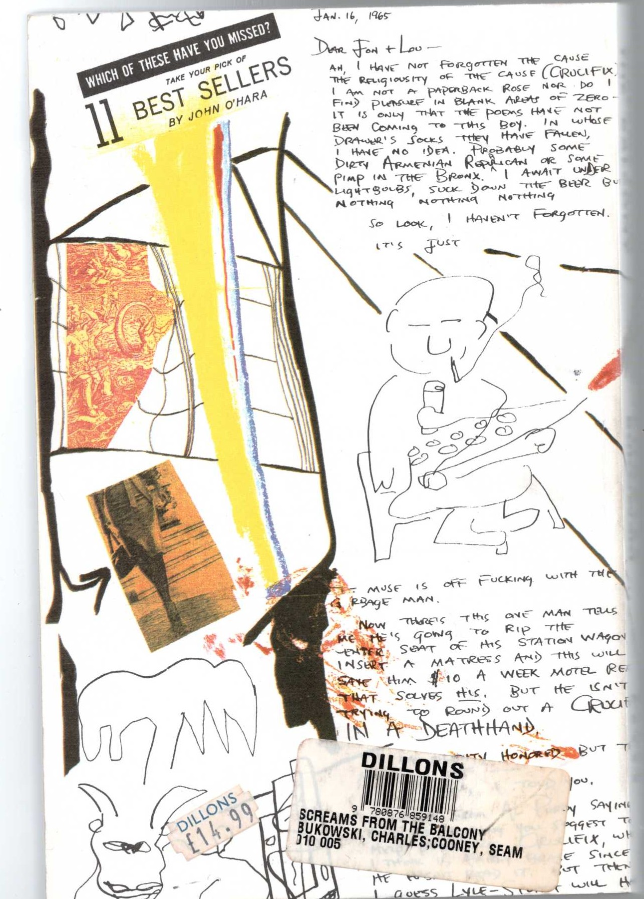 Charles Bukowski (edited_by_Seamus_Cooney) SCREAMS FROM THE BALCONY. Selected Letters 1960-1970 magnified rear book cover image