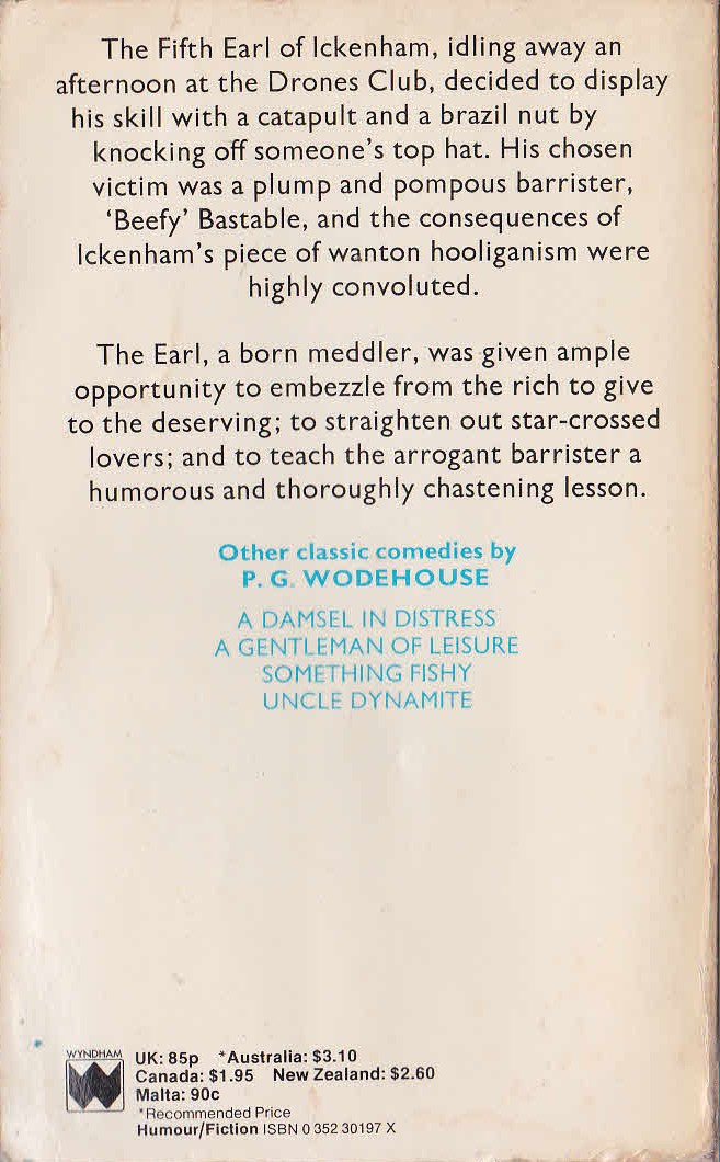 P.G. Wodehouse  COCKTAIL TIME magnified rear book cover image