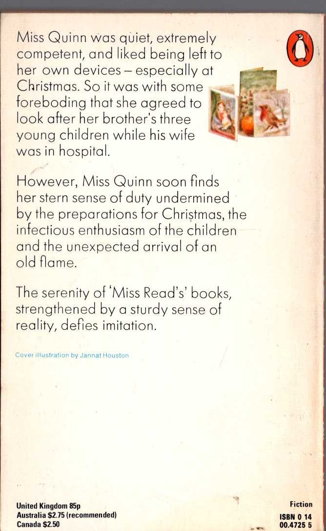 Miss Read  NO HOLLY FOR MISS QUINN magnified rear book cover image