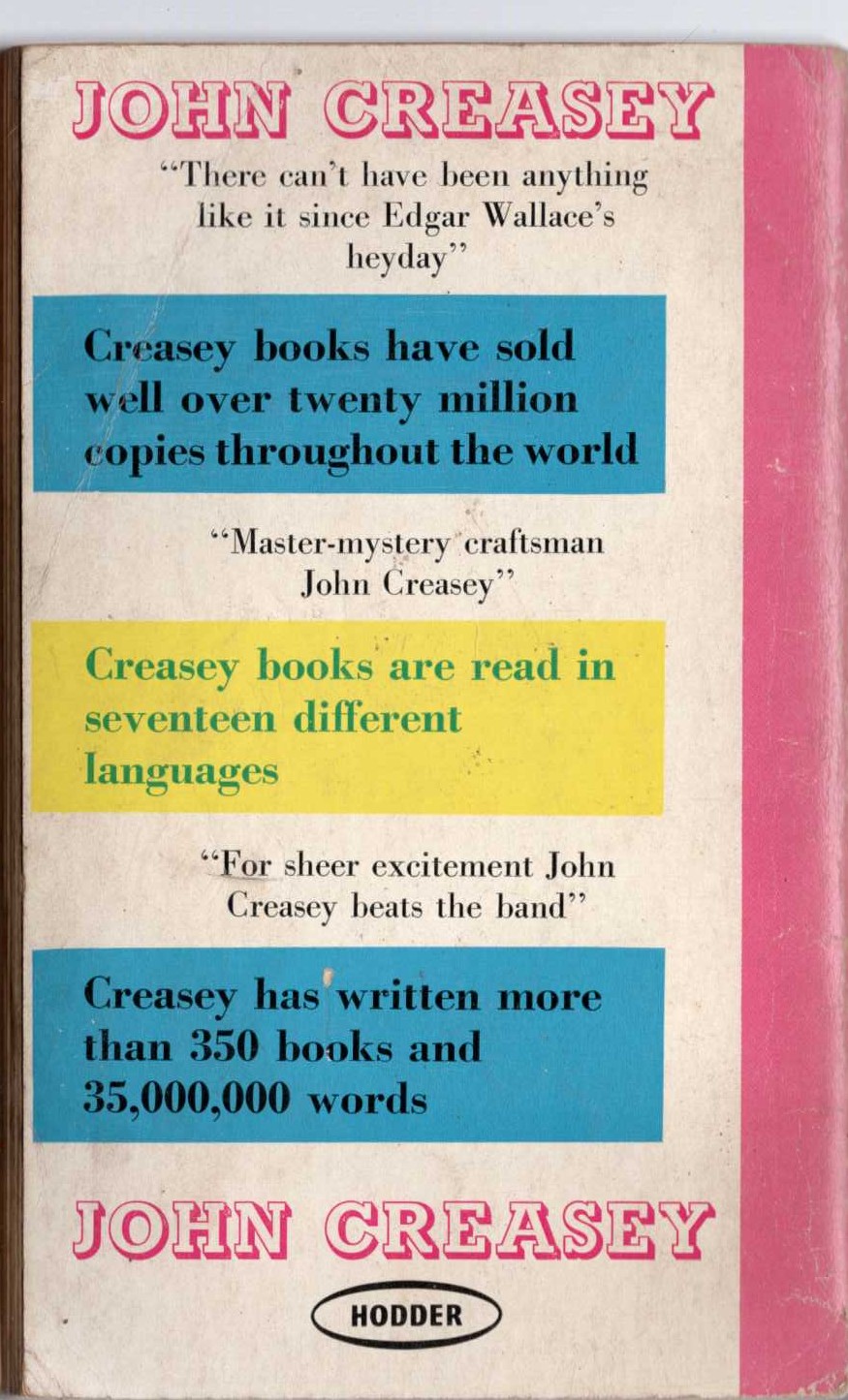John Creasey  FIND INSPECTOR WEST magnified rear book cover image