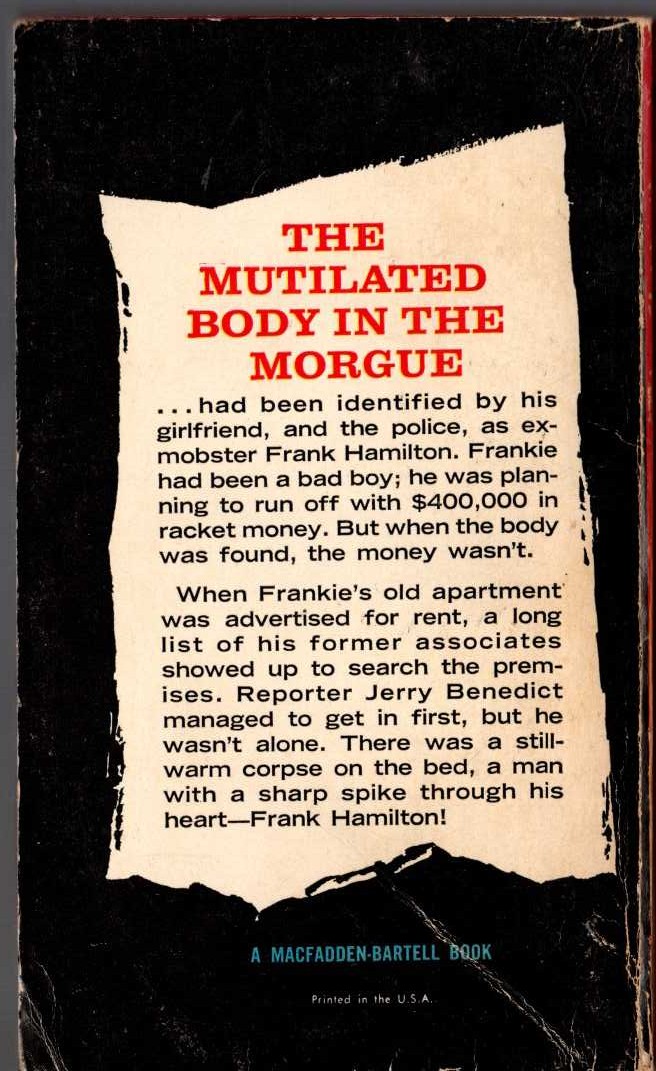 Edward S. Aarons  NO PLACE TO LIVE magnified rear book cover image