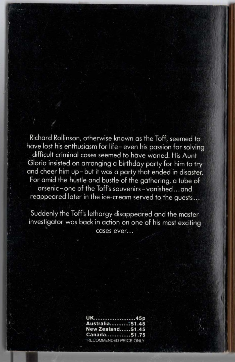 John Creasey  THE TOFF ON ICE magnified rear book cover image