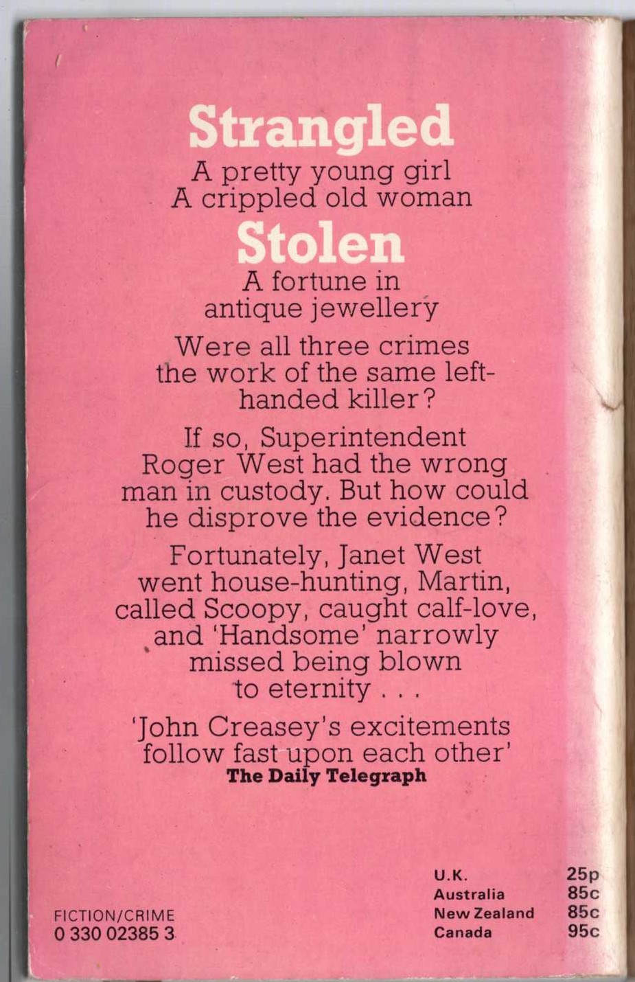 John Creasey  THE SCENE OF THE CRIME (Roger West) magnified rear book cover image