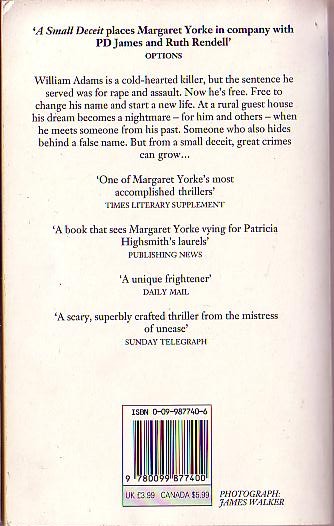Margaret Yorke  A SMALL DECEIT magnified rear book cover image