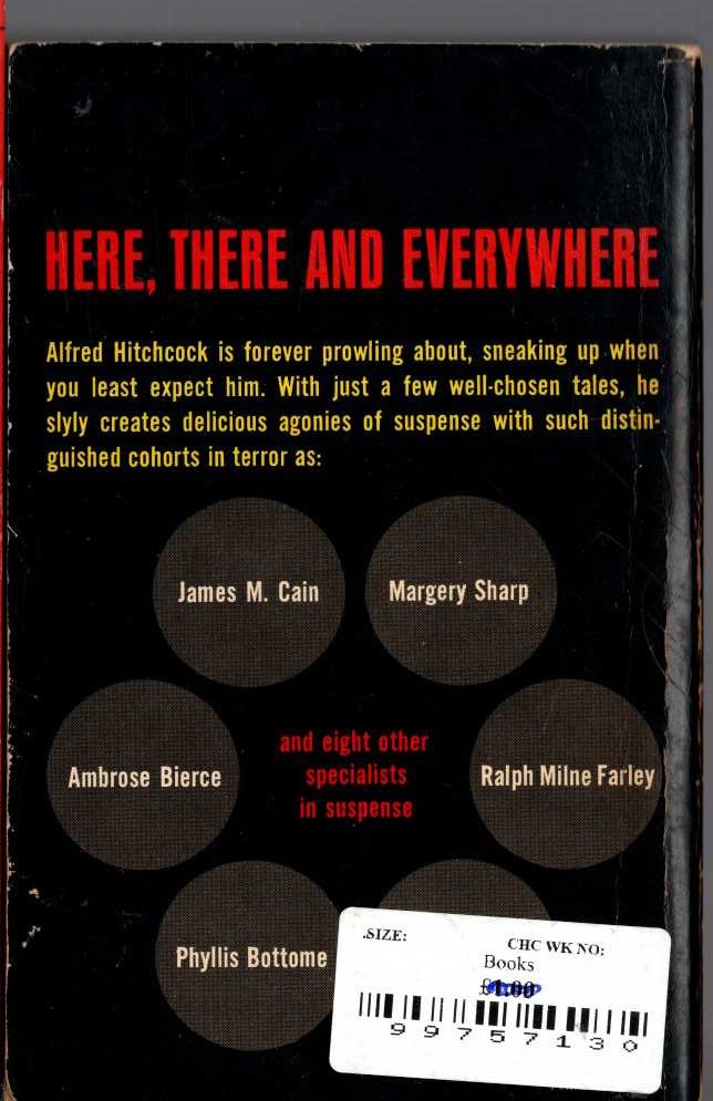 Alfred Hitchcock's  14 SUSPENSE STORIES TO PLAY RUSSIAN ROULETTE BY magnified rear book cover image