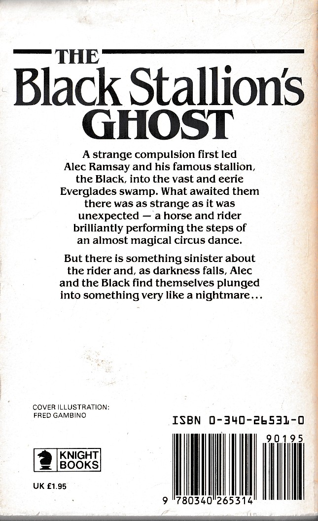 Walter Farley  THE BLACK STALLION'S GHOST magnified rear book cover image