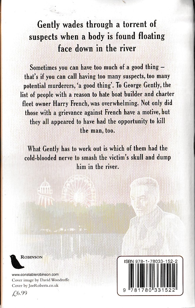 Alan Hunter  GENTLY FLOATING magnified rear book cover image