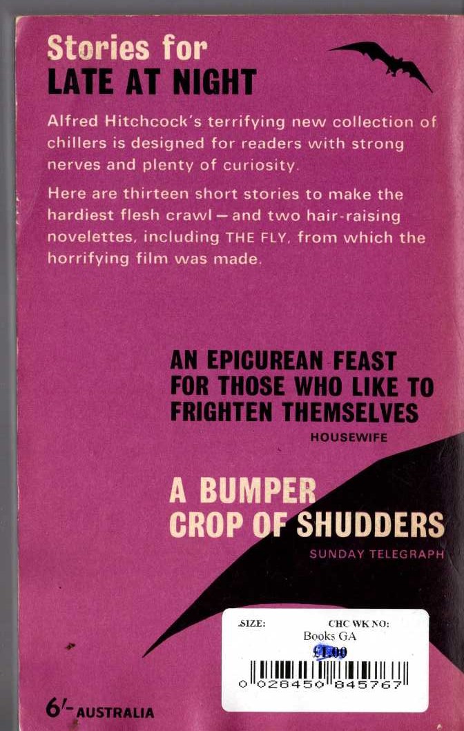 Alfred Hitchcock (presents) STORIES FOR LATE AT NIGHT. Part 1 magnified rear book cover image