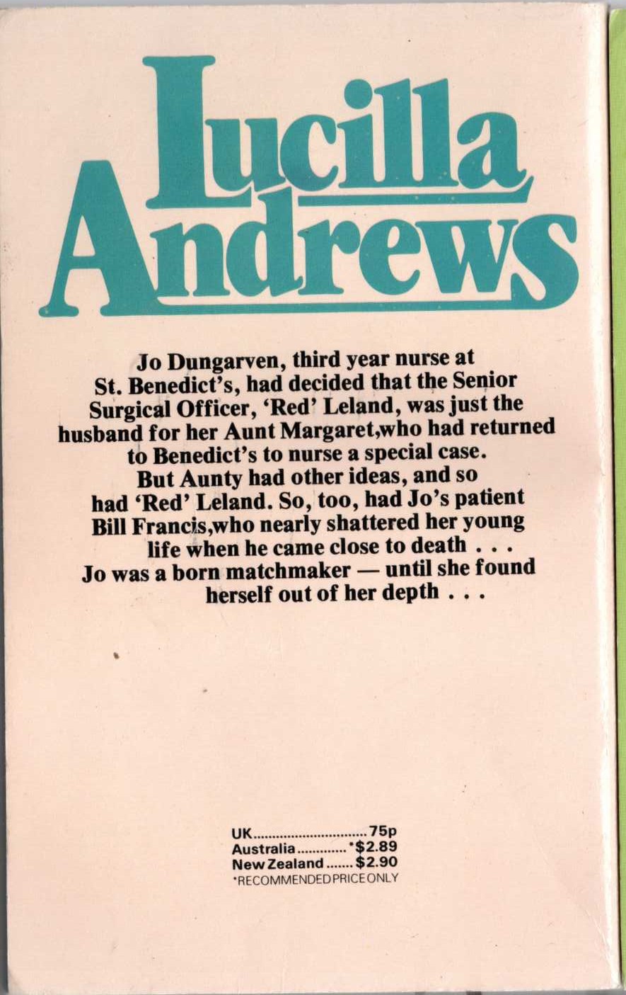 Lucilla Andrews  HOSPITAL CIRCLES magnified rear book cover image