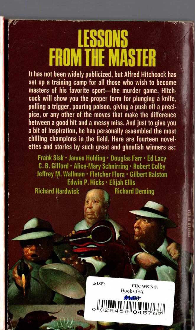 Alfred Hitchcock's  MURDER RACQUET magnified rear book cover image